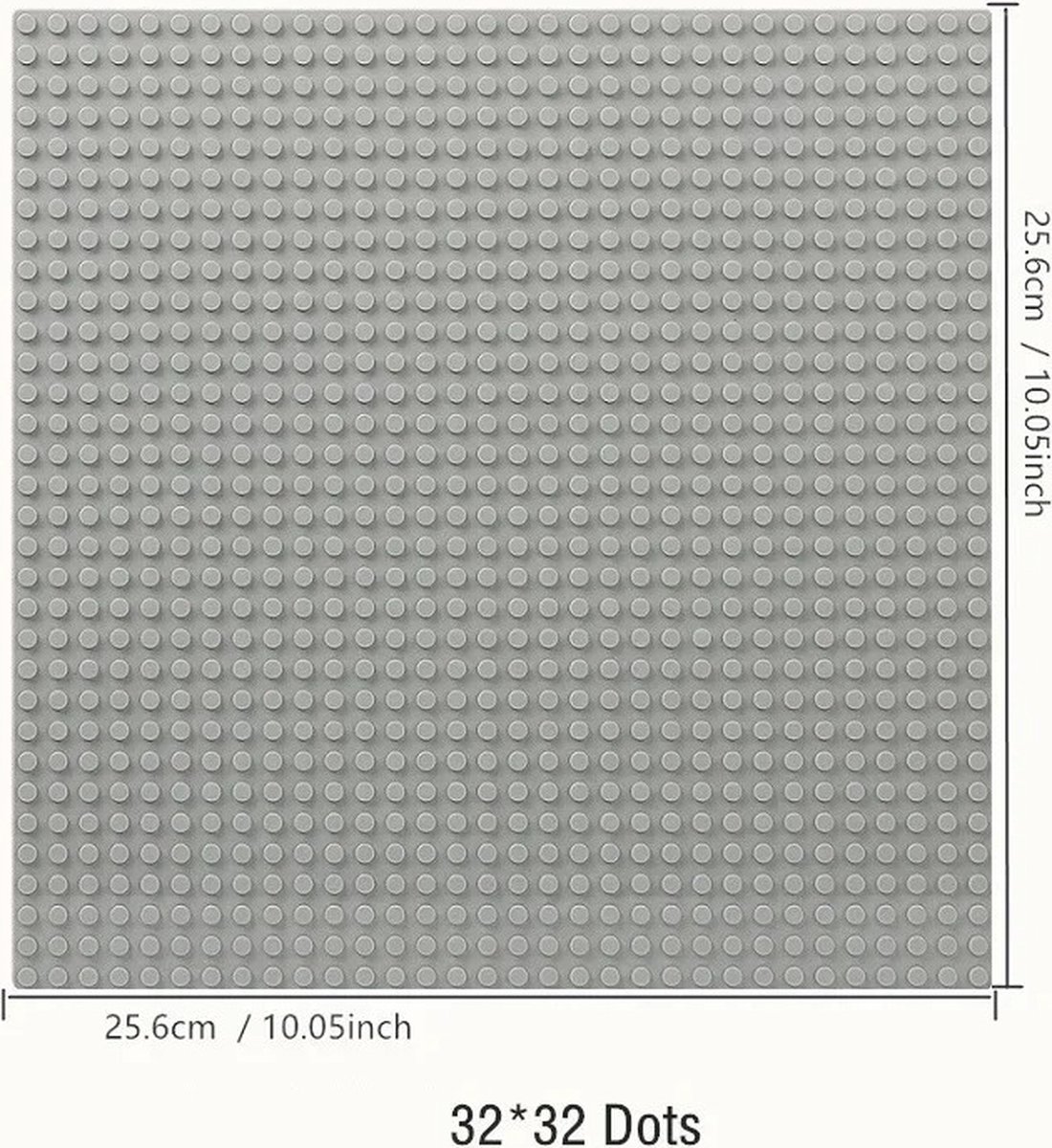 brickparts.nl - grondplaten 32x32 noppen, 25.5cm x 25.5cm | Grijs | is compatibel met het bekende merk.